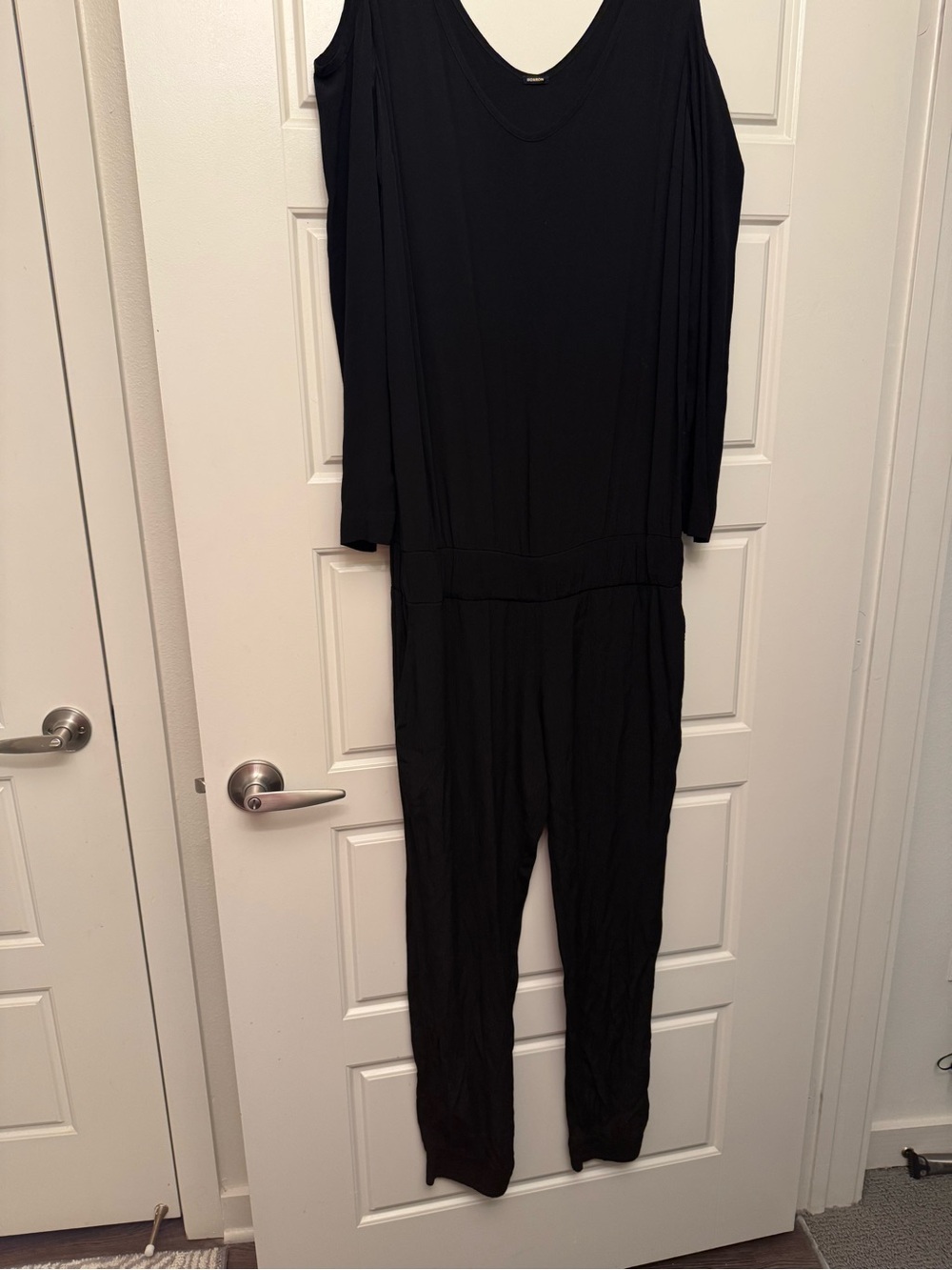 Monrow Black Cold-Shoulder Jumpsuit